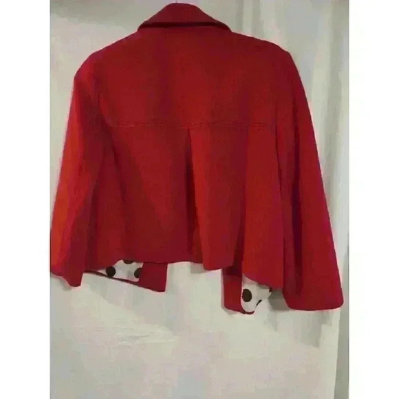 Sandro Sportswear Cropped Cape-Style Jacket Red Button Front Long Sleeve - Picture 4 of 4